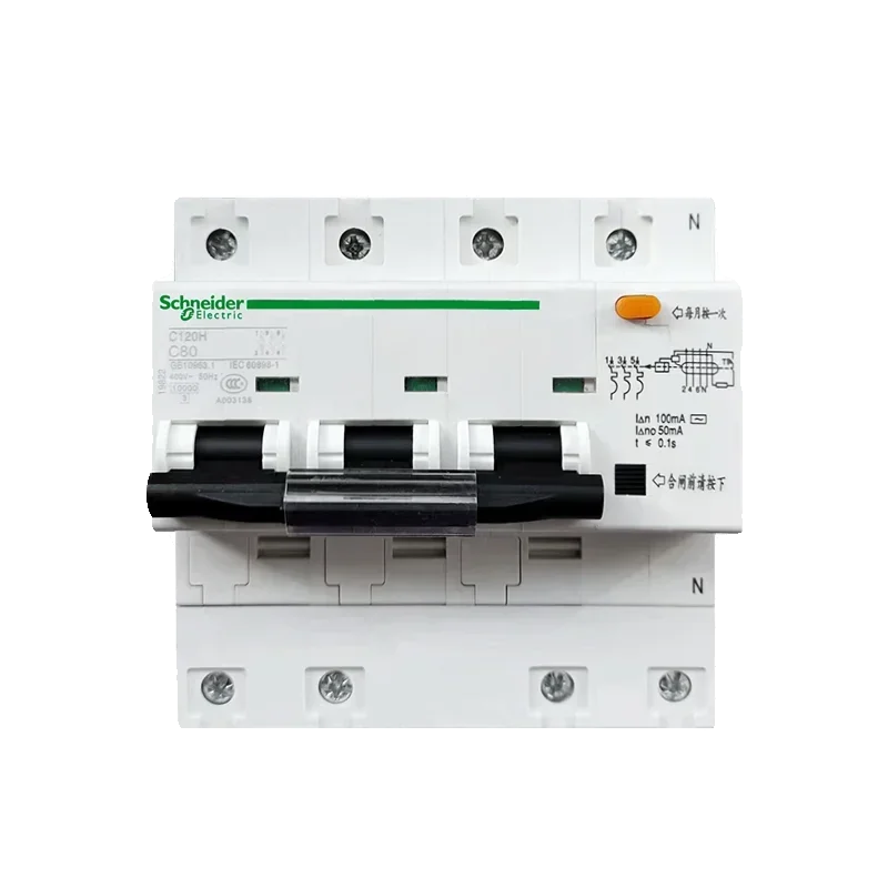 Imagem -04 - Interruptor Elétrico do Vazamento de Schneider Proteção do Vazamento ar Aberto 3p 2p 4p C120h 63a 80a 100a 125a