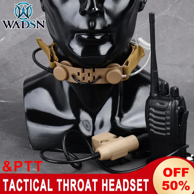 

Wadsn New Softair Headphones Throat Mic Adapter For Style EVO III Dual Side Tactical Headset Detective High Tone Earphone WZ033