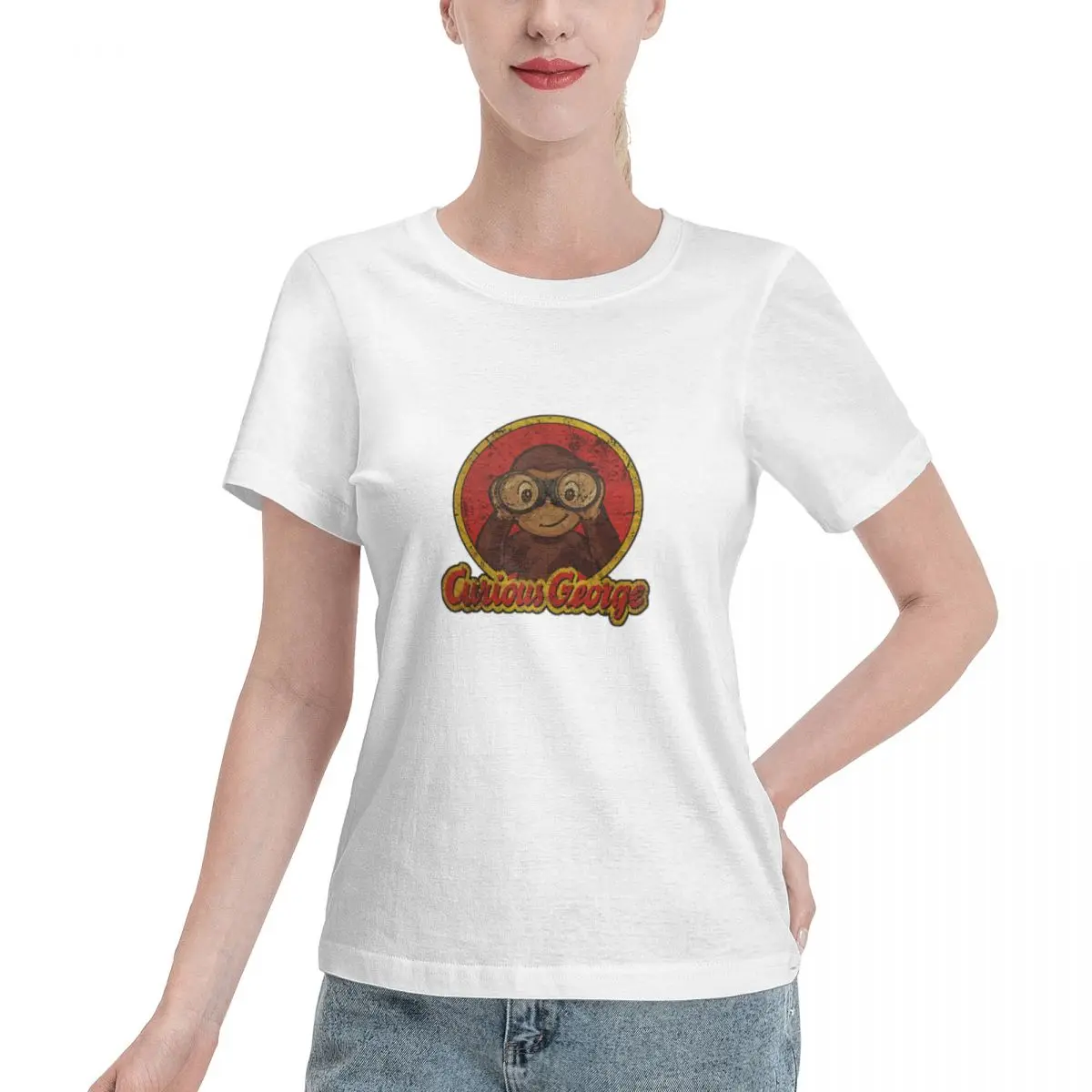 Ootd Favorite Curious George Vintage Women's T-shirt Boho Soft Skin Friendly Top