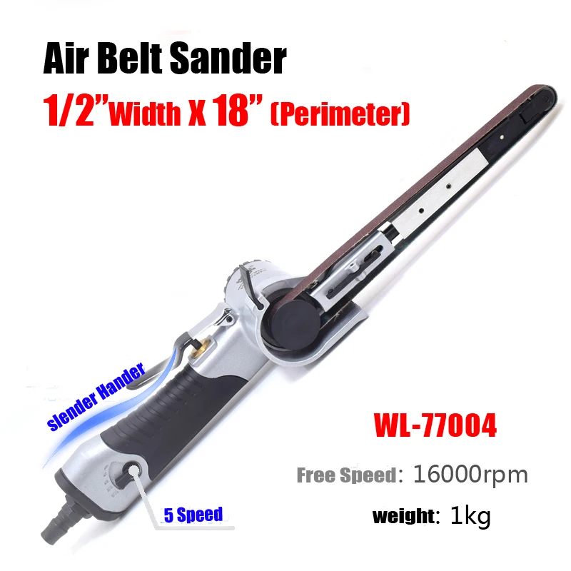 

Professional Pneumatic Belt Sander 1/2 Air Belt Polisher, Foldable for Tight Spaces Features 18" Belts