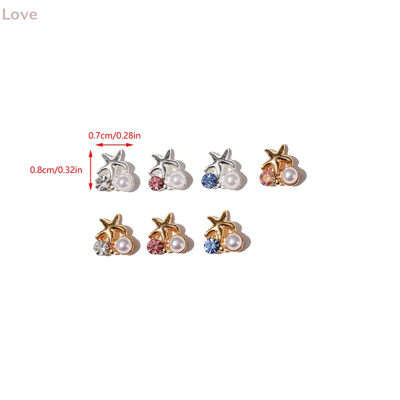 [L & P] 2 قطعة ثلاثية الأبعاد رائعة سبيكة مسمار الفن السحر Kawaii نجم البحر اللؤلؤ تصميم مسمار حجر الراين زينة DIY بها بنفسك اكسسوارات