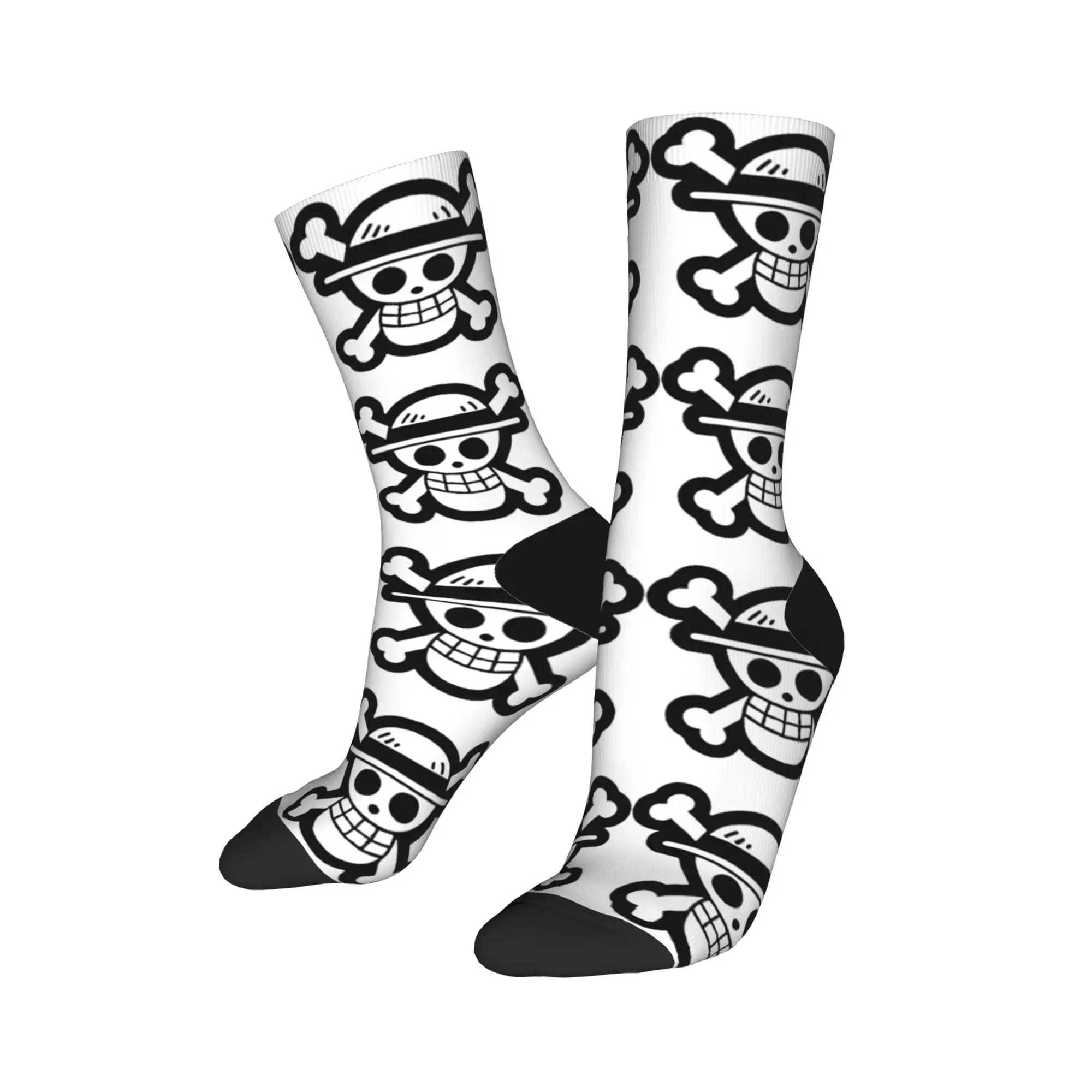 Men's Socks Harajuku The Pirate King Luffy Sock Polyester Monkey D Luffy Anime Sport Women's Stockings Summer Autumn Winter