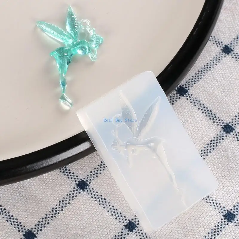 

U13D 5pcs Christmas Resin Molds Silicone Resin Angel Fairy Ornaments Pendant Molds