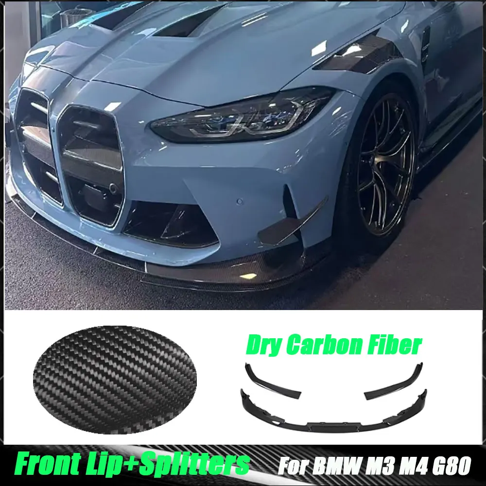 

For BMW G80 M3 G82 G83 M4 2021+ Dry Carbon Fiber Front Lip Spoiler Diffuser Front Bumper Spoiler Lip Blade Decoration