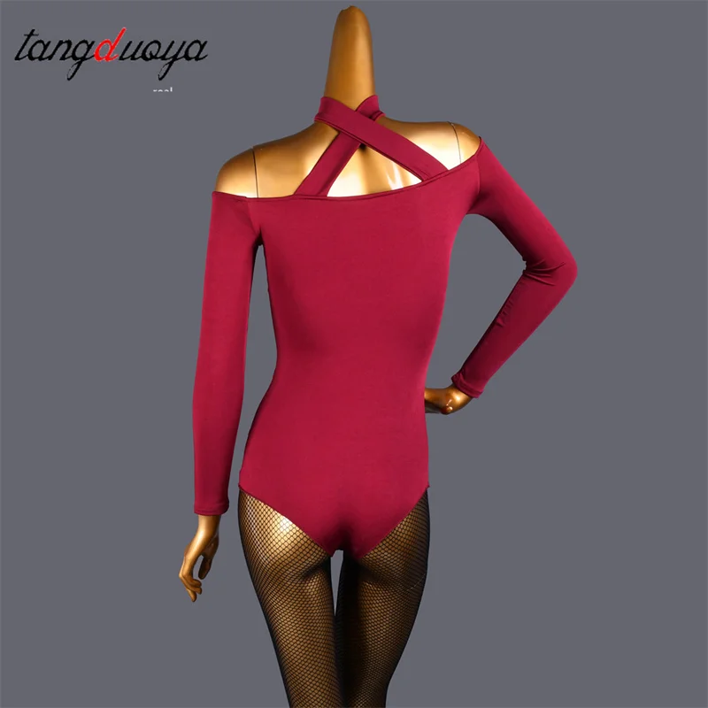 Women Latin Dance Costume Adult Female Performance Sexy One-piece Top Stage Competition Ballroom Samba Dancing Practice Shirts