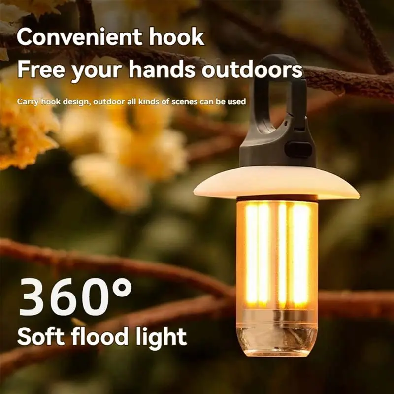 Y49A Multifunctional Camping Light Tent Atmosphere Light Portable Flashlight Warm White Dual Light Outdoor Light for Camping