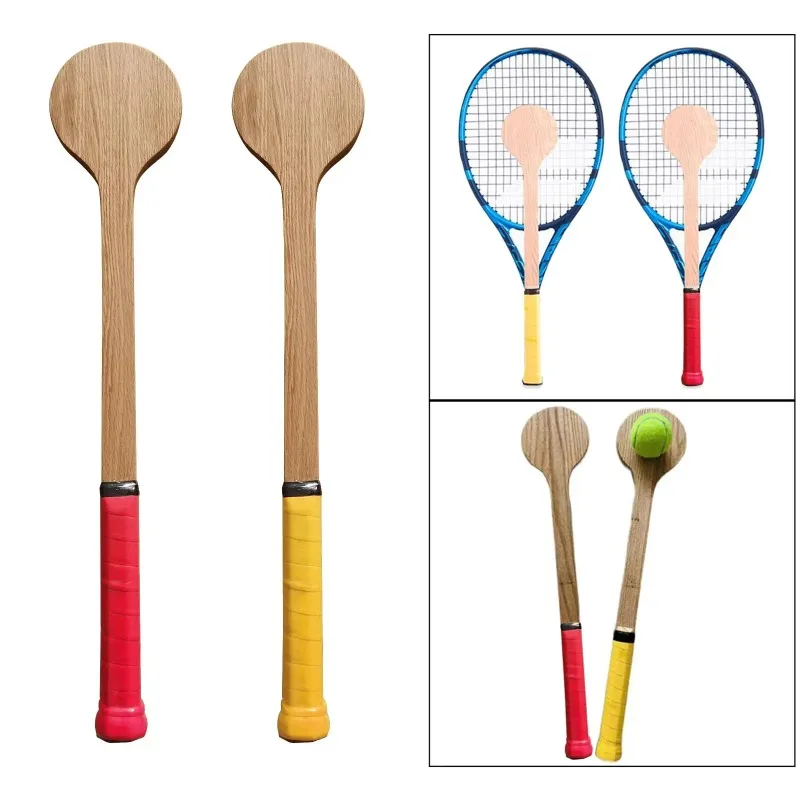 Tennis Sweet Spot Racket Wooden Tennis Spoon Swing Training Racket Accuracy Practice Racket Batting Hitting Equipment Gear