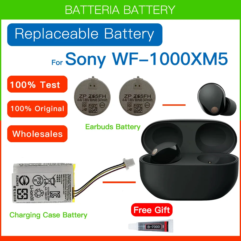 Original ZeniPower ZP Z55FH 3.85V 90mAh Battery For SONY WF-1000XM5 1000XM5 XM5 Bluetooth Earbuds Headset Batteria+Free Tools