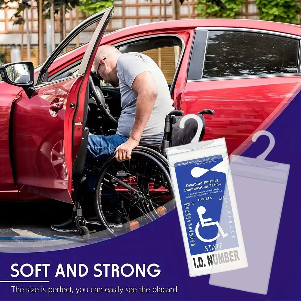 Soporte de placa de estacionamiento para discapacitados, bolsa de almacenamiento, cubierta protectora, 1 piezas