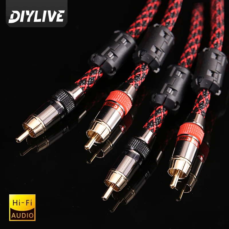 كابل صوت HIFI ستيريو RCA 6N OFC ذكر إلى ذكر 2RCA إلى 2RCA كابل صوت مع قابس موصل مطلي بالذهب لمضخم الصوت CD #3