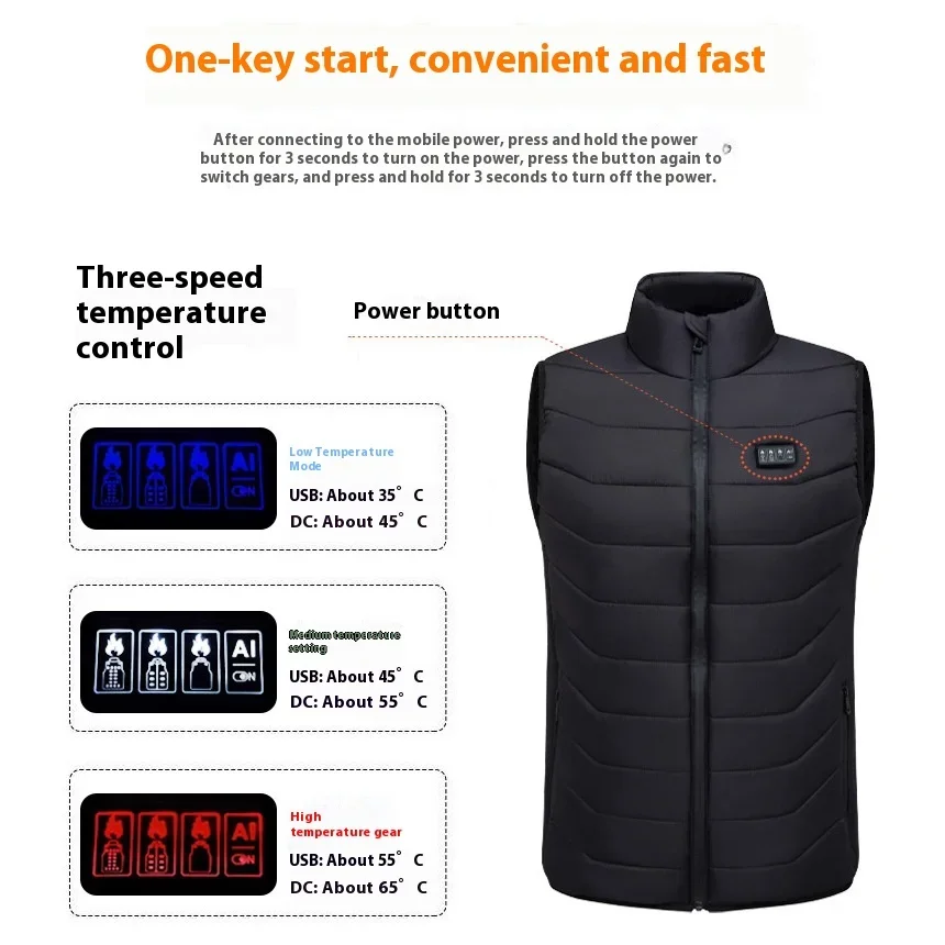 

Зимний 28-зонный интеллектуальный жилет с подогревом, электрический согревающий жилет с четырьмя контролями для мужчин и женщин, термобелье, уличное Spo 2025