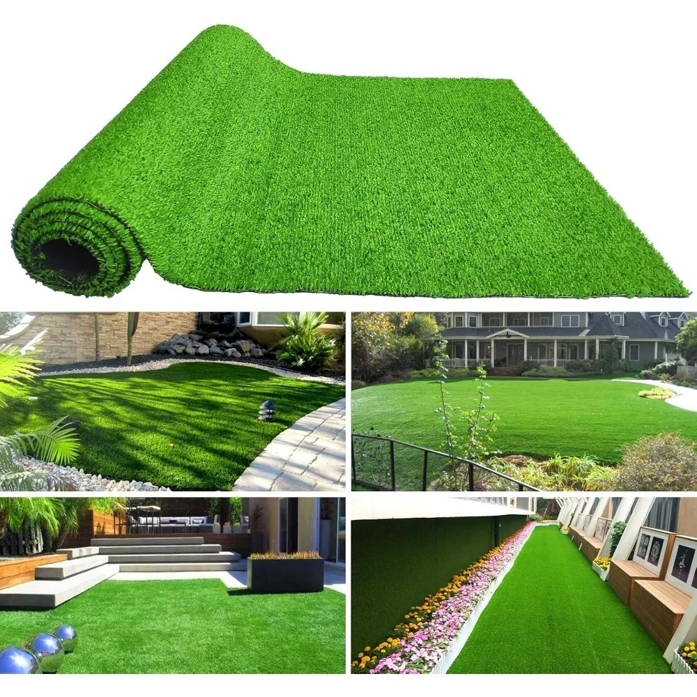 Thick Fake Faux Grass Turf Mat 5ft x 10ft with Rubber Backing and Drainage Holes for Garden Lawn Patio and Balcony