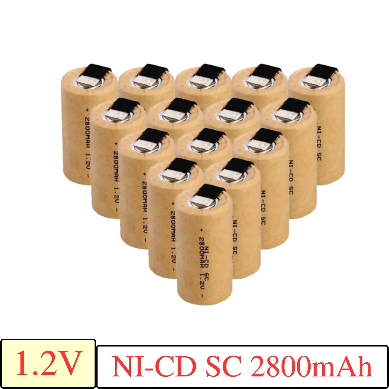 Akumulatory SC 1.2V 2800mAh do wkrętarek i wiertarek elektrycznych, akumulator Ni-Cd Sub C z wyprowadzeniami, ogniwa NiCd SUBC do elektronarzędzi. — zdjęcie produktu 2