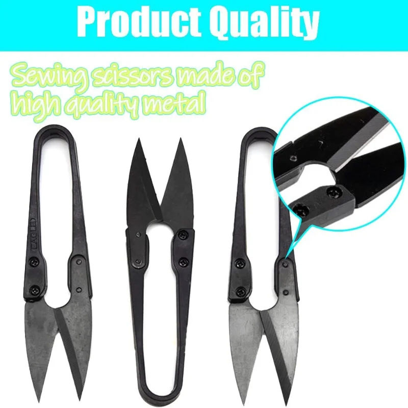 1pc Made of Black Carbon Steel U-shaped Elastic Stainless Steel Scissors Needle Thread Knitting Supplies Scissors Accessories