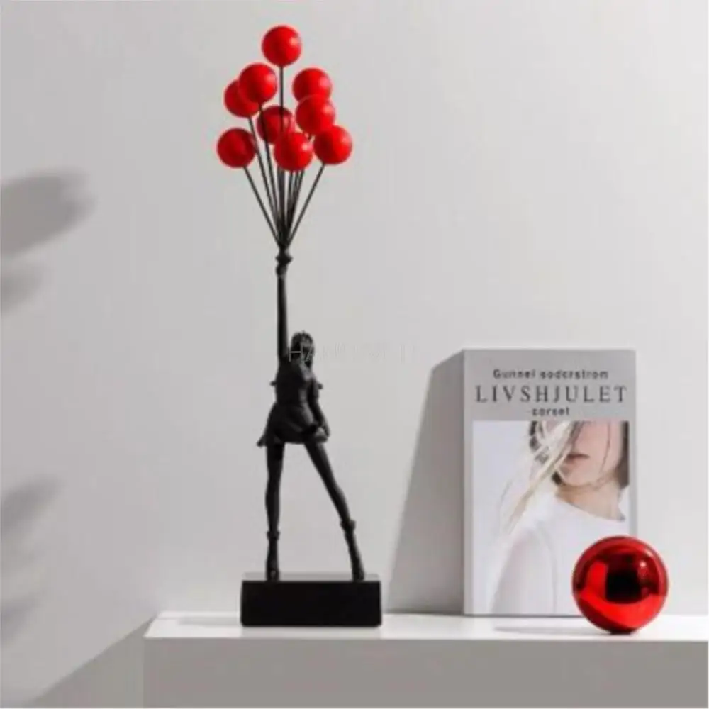 Luxurious Balloon Girl Statues Banksy Flying Balloons Girl Art Sculpture Resin Craft Home Decoration Christmas Gift 57cm