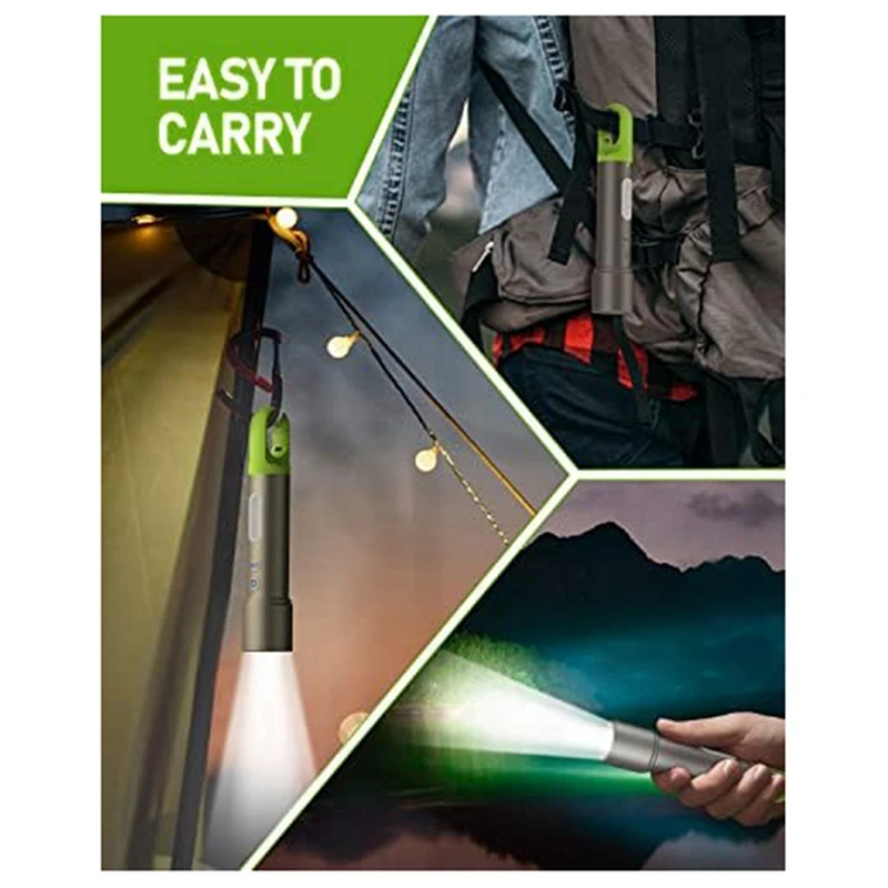 Lanternas Táticas LED Recarregáveis, Lumens Altos com Luz Lateral, Zoomable, 9 Modos, IP65 Impermeável