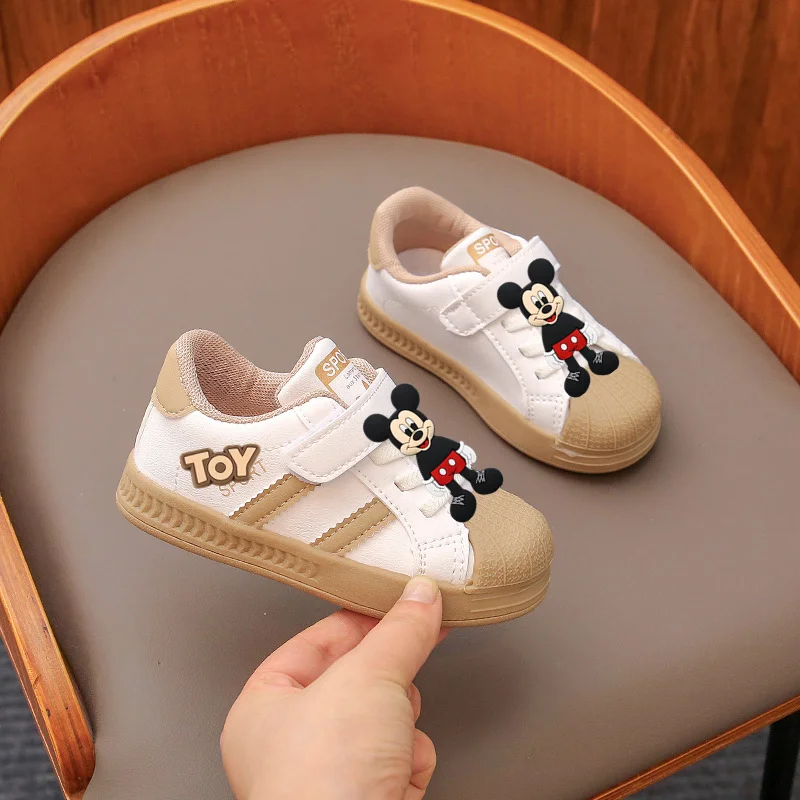 

Disney Mickey Mouse Kids Casual Shoes New Sneakers Baby Boys Soft board Shoes Girls Shell Toddler Shoes minnie first walkers