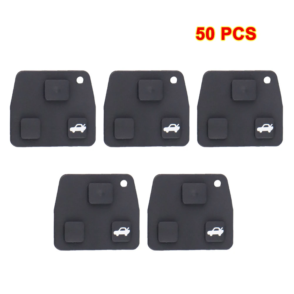 YIQIXIN 50 PCS 3 pulsanti Pad di riparazione in gomma siliconica per Toyota Avensis Corolla Camry Yaris Prado Carina Lexus Rav4 Car Key Shell