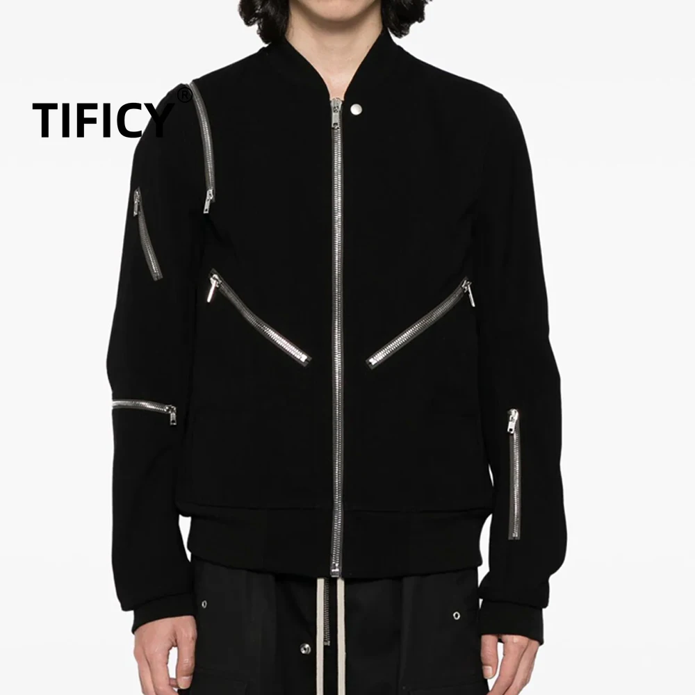 

High Street Dark RO Zipper Jackets Men's New Flight Jacket Dark Wind Cotton Long Sleeve Deconstructed Flight Coats Jacket