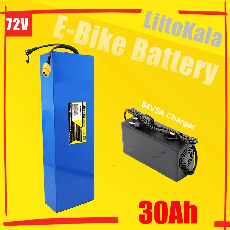 LiitoKala 72V 30Ah 21700 Lithium Battery Pack 20S6P 84V Electric Bicycle Scooter Motorcycle BMS High Power  + 5A Charger