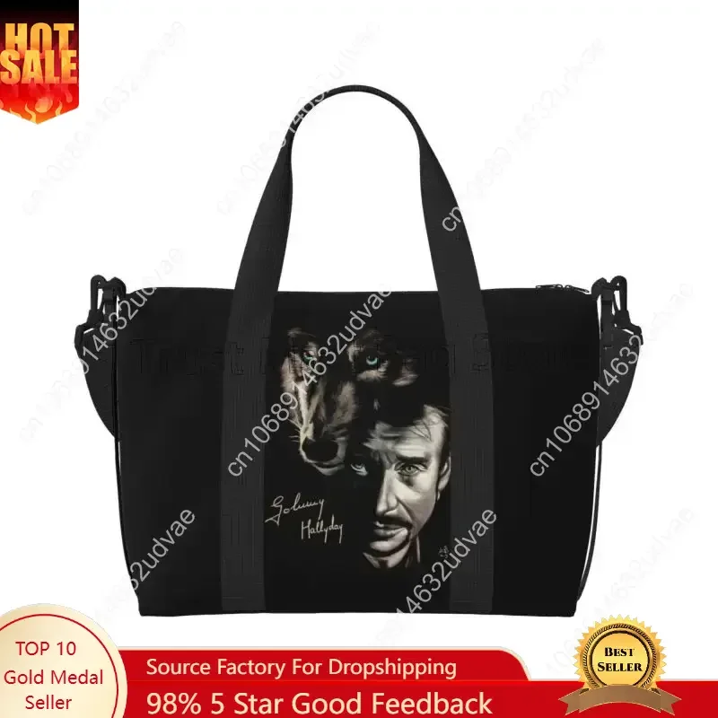 

Johnny Hallyday Travel Duffle Bag Waterproof Foldable Weekender Overnight Bag Carry on Shoulder Tote Bags for Sport Gym Yoga
