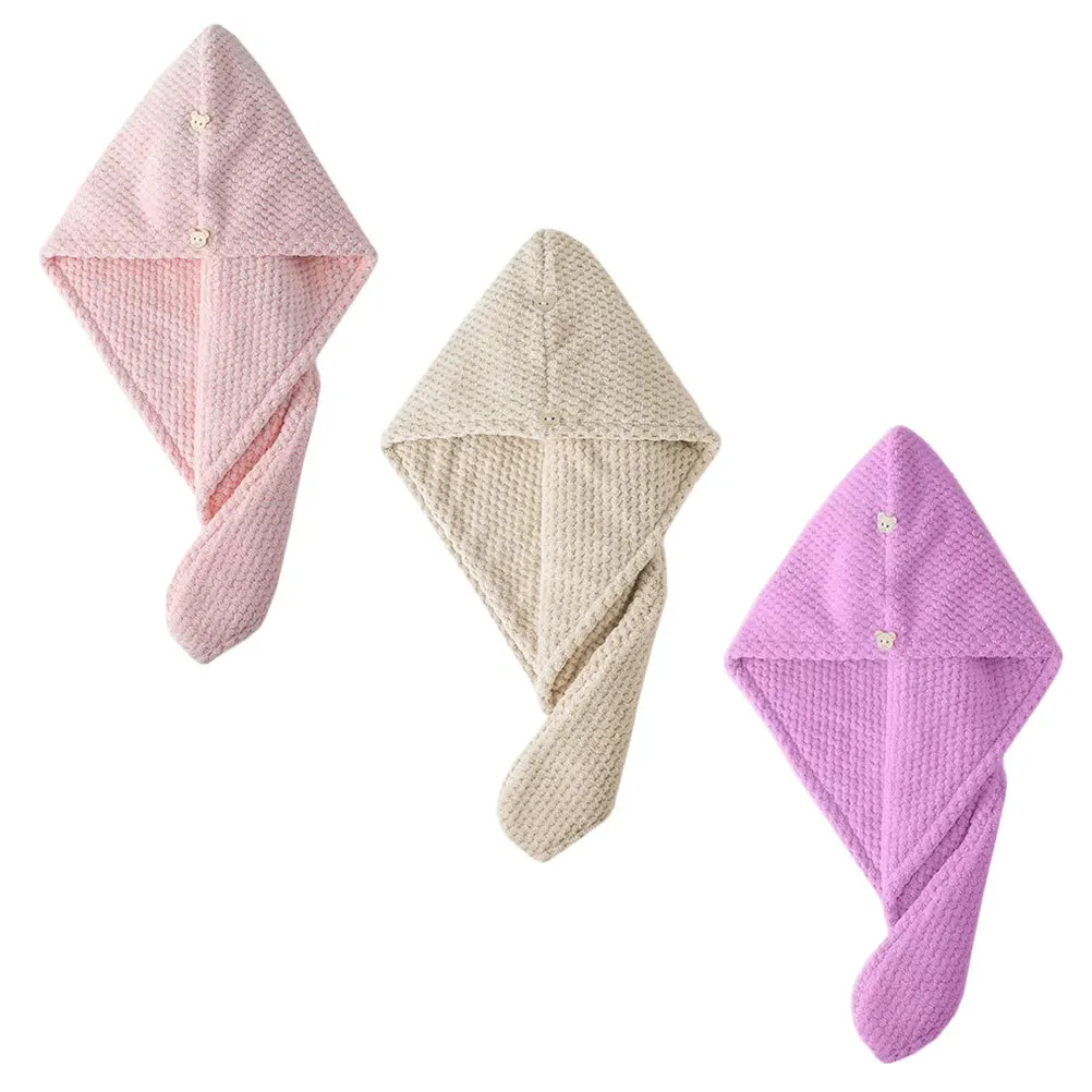 

3Pcs Hair Drying Hat Coral Fleece Soft Lightweight Water Absorbent Turban for Women Fast Dry After Bathing Hair Turban