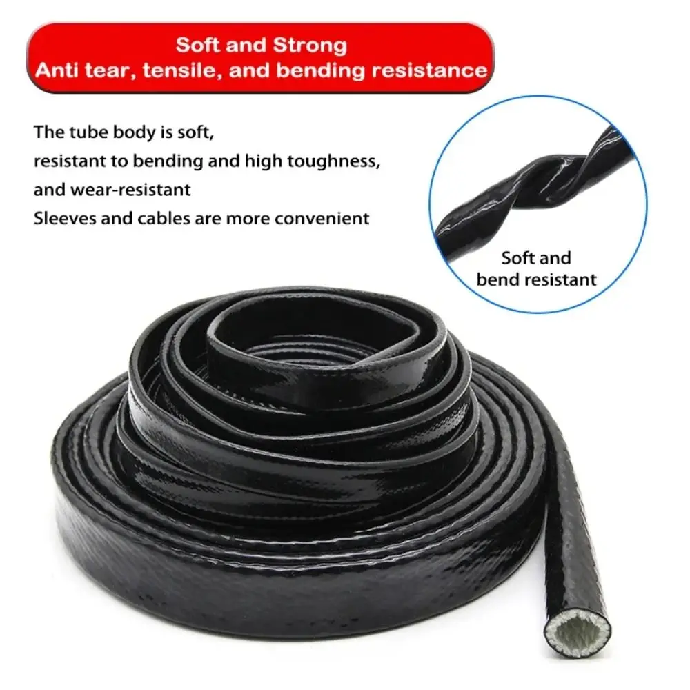 1M Silicone Coated Insulation Heat Shielded Heat Protection Fiberglass Fire Retardant Casing Pipe Thicken Fire Thermo Armor Tube