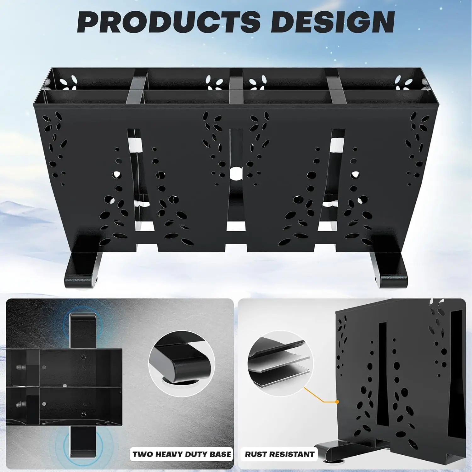 Ski Storage Ra For Garage, 4 Pair Heavy Duty Steel Freestanding Ski Storage Organizer, Indoor Ski Holder Ras For Home And