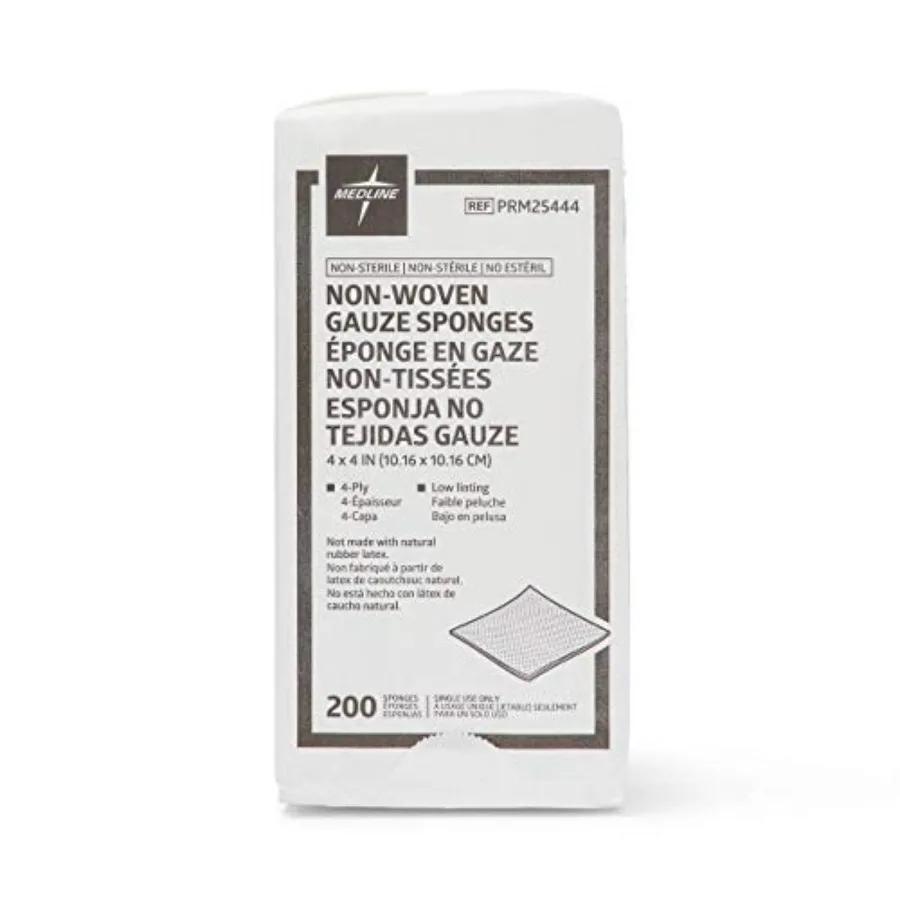 

Medline n-Woven n-Sterile Rayon/Poly Gauze Sponge 4 x 4 4-Ply 10 Packs of 200