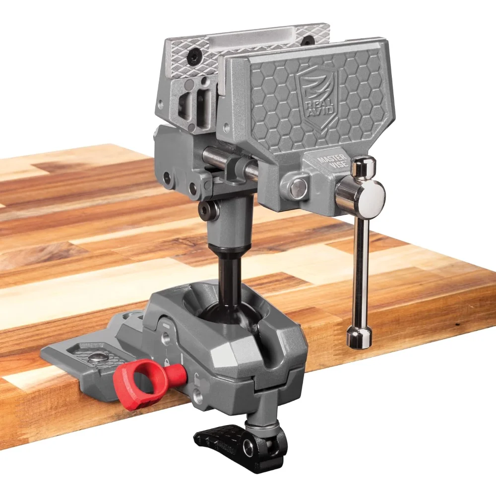 

Real Avid Vise - 360° Swiveling Bench Vise for Optimal Positioning, Versatile Applications, 5" Jaw Width Vise for Cleaning