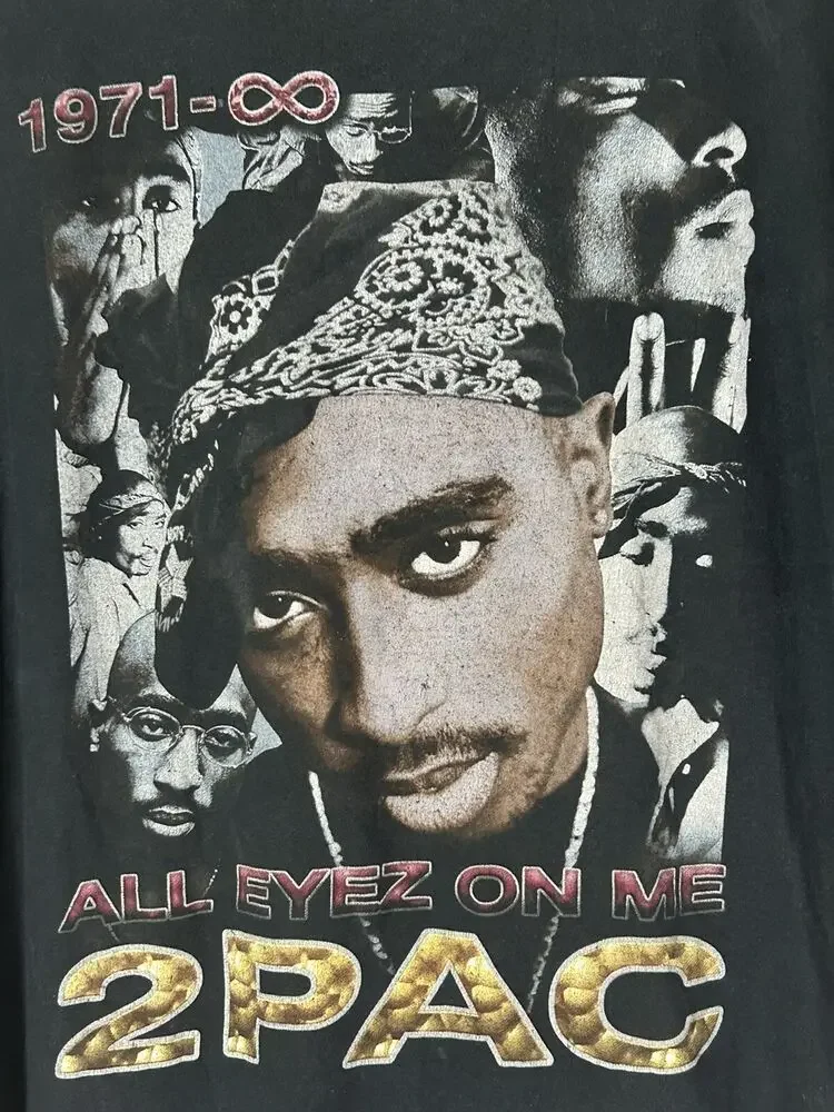 2Pac Shirt Black Short Sleeve Crew Neck Concert Shirt Hip Hop Rap Tee 2Pac XL