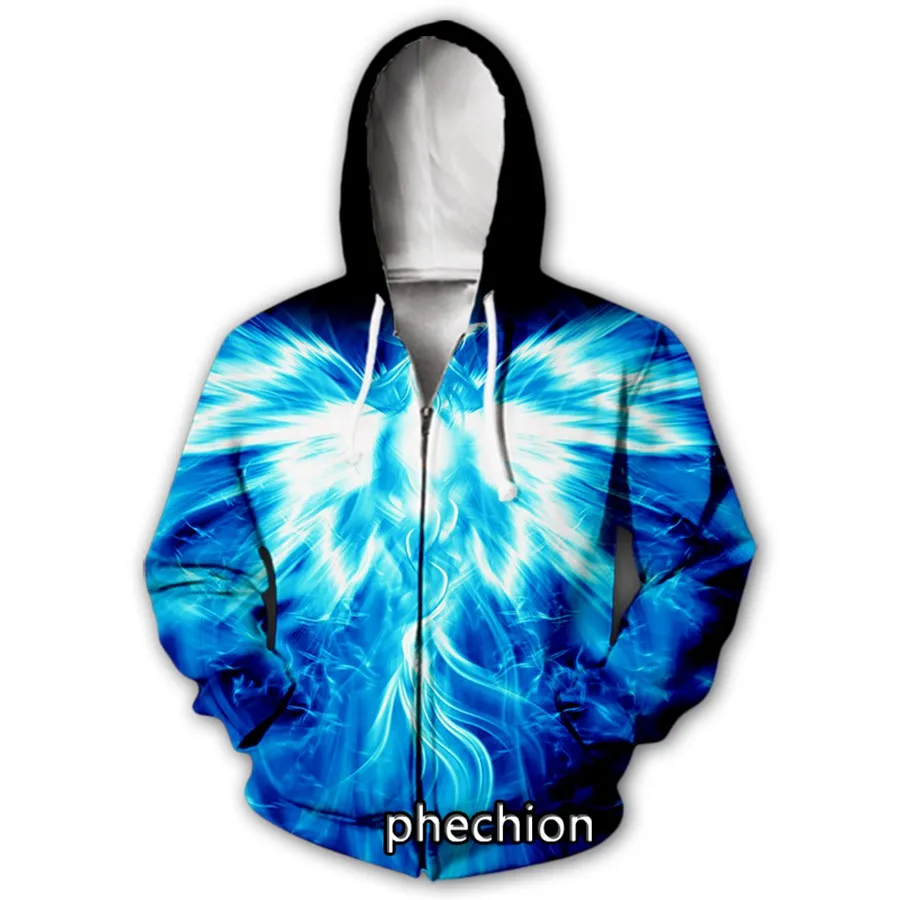 

Phechion Men/Women Phoenix 3D Print Casual Zipper Hoodies Coat Hip Hop Clothing Tops Sports Zip Hoodeds B59