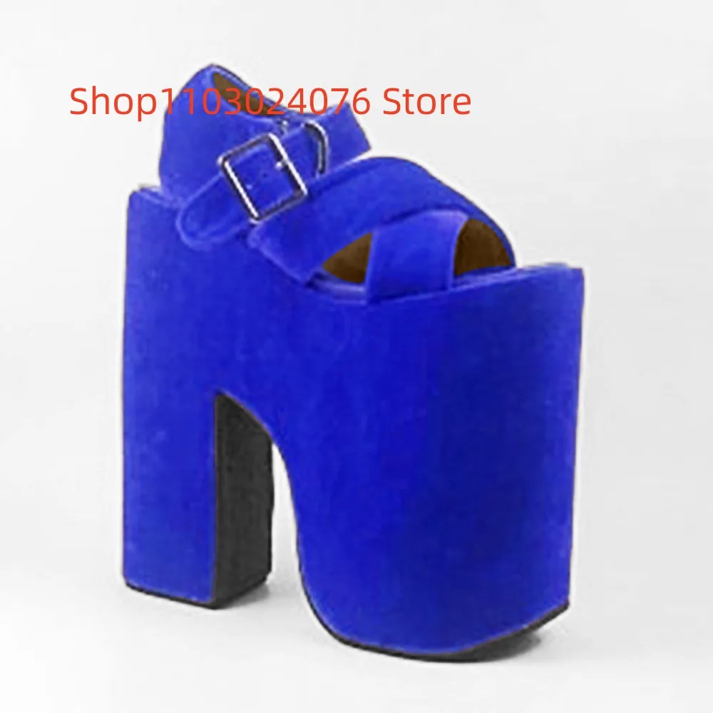 DIZHUANG shoes Fashionable women\'s high heels sandals. Abouit 16cm heel height. Irregular heel sandals.  Thick soled shoes 34-46