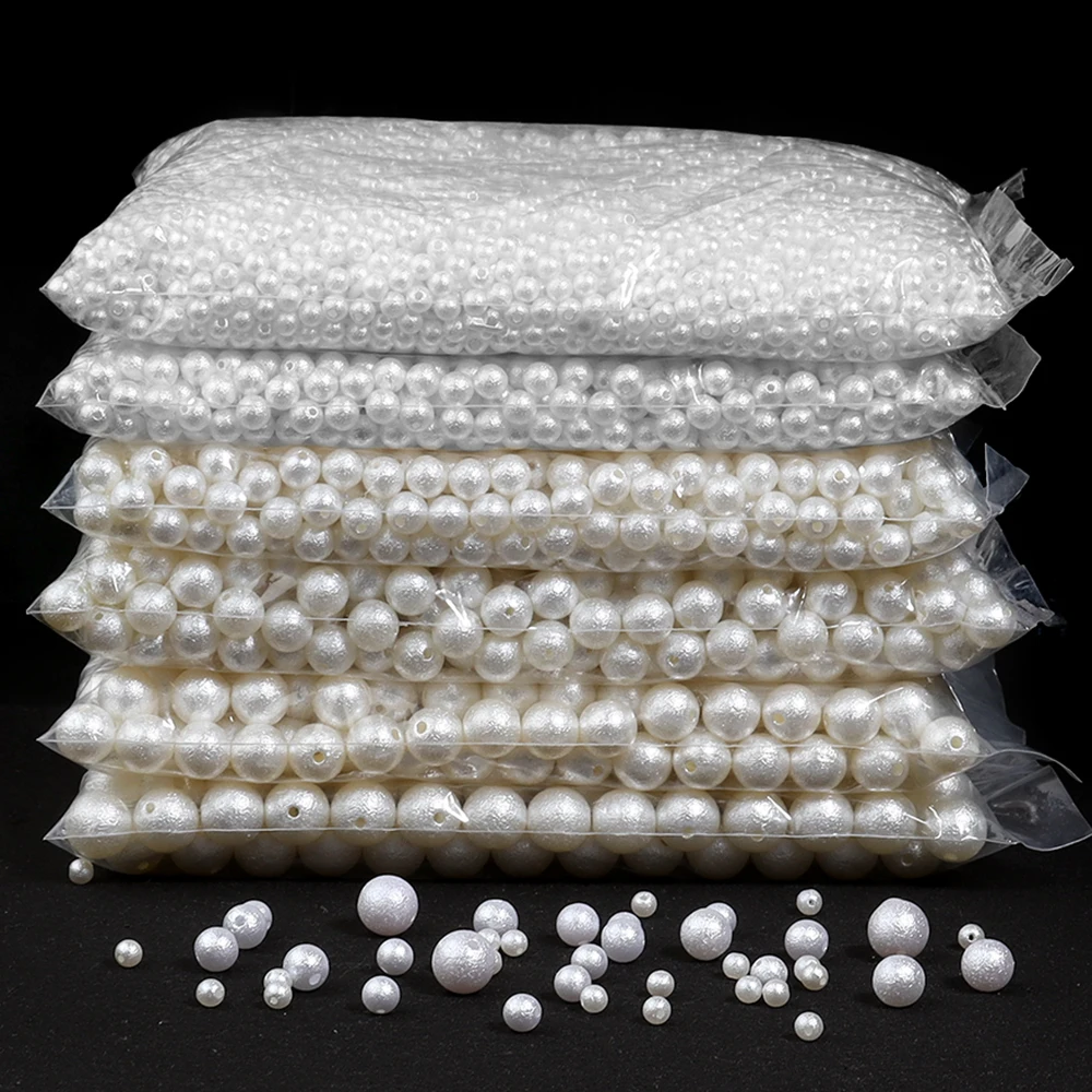 30-300 stücke ABS Imitation Perle Perlen Mit Loch Weiß Beige Matt Runde Lose Perlen Für Schmuck Machen DIY Halskette zubehör