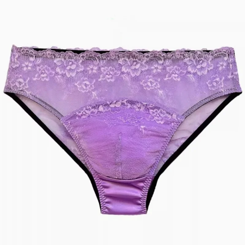

Мужские сексуальные прозрачные кружевные шелковые трусы с цветочным принтом, мягкое удобное нижнее белье Sissy для живого шоу, танцев BF, частной вечеринки