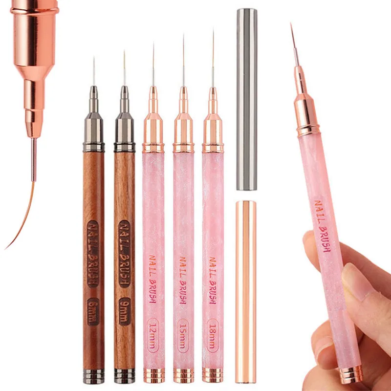 2PCS Nail Art Liner Brushes Gel Nail Brush Gel Nail Polish Painting Brush Nail Art Design Brush Pen Set Drawing Pen for Gel