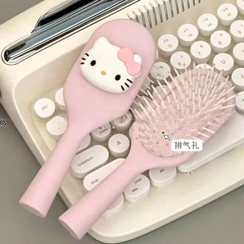Hello Kitty Pink Hairbrush Cute Cartoon Air Cushion Comb Detangling Hair Care Styling Brush for Girls Kids Birthday Gift