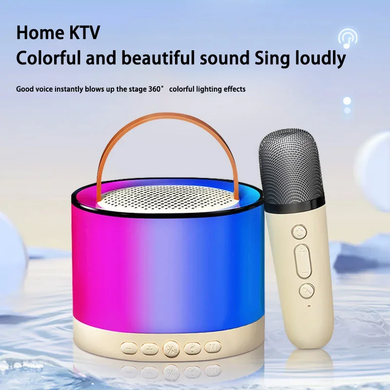 K52 Draadloze Bluetooth-luidspreker Multifunctioneel met 2-microfoon RGB draagbare muziekspeler KIDS Karaoke Machine Familiecadeau