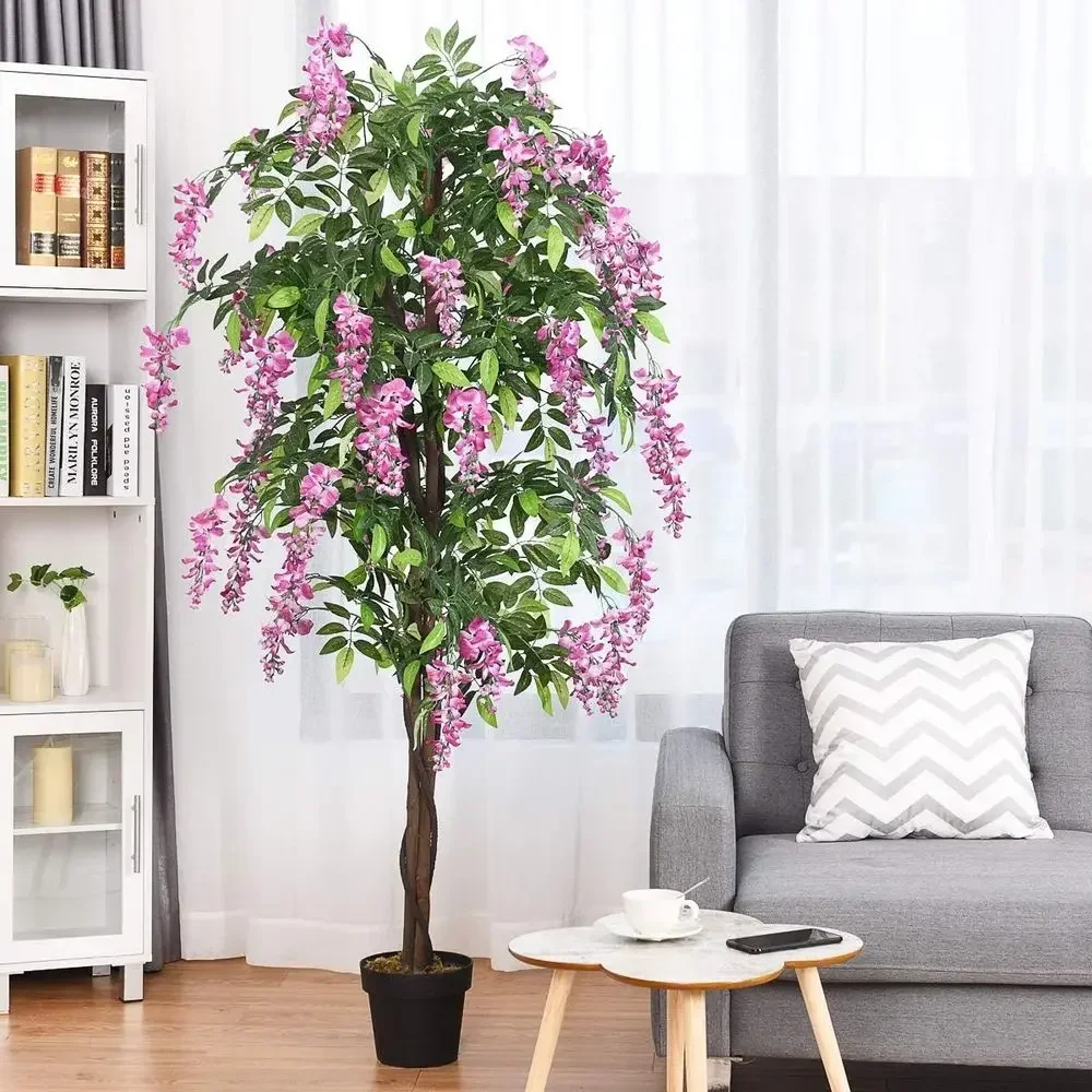 6ft Artificial Wisteria Silk Tree - Elegant Indoor Decorative Plant for Home or Office