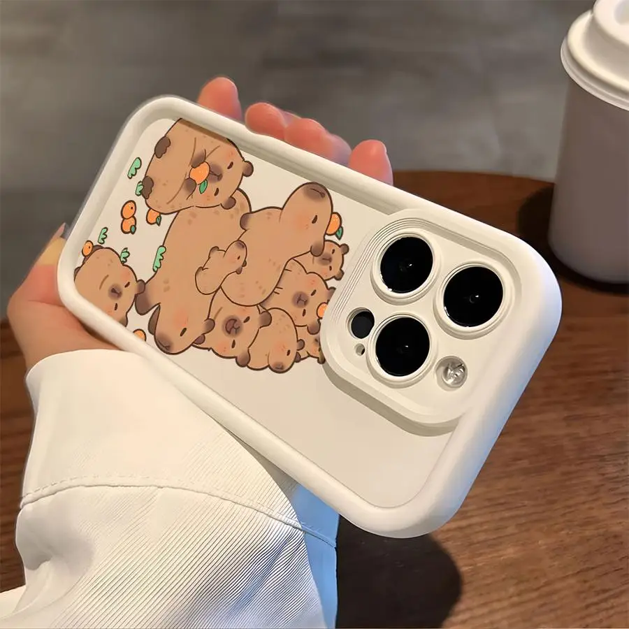 Phone Case for iPhone XS Max 17 Air 15 16 14 Plus 13 12 11 Pro Max 16e XR Soft Cover Capybara Cartoon Cute 