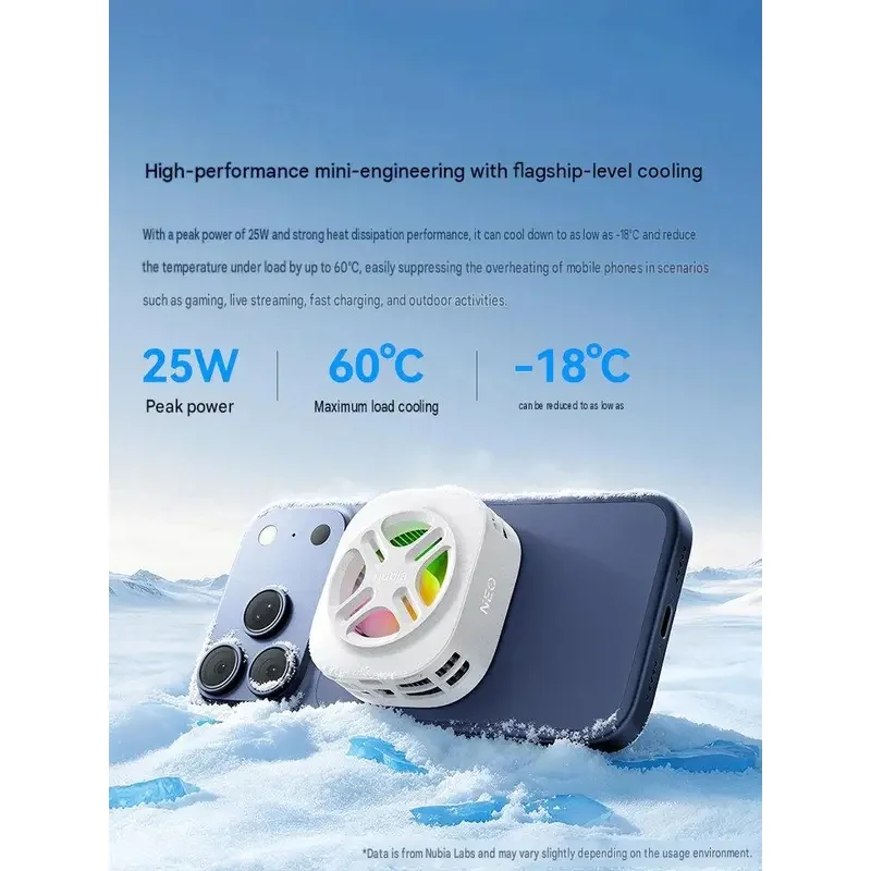 NEW Nubia Ice-Cream Phone Cooler 25W Peak 90g Lightweight Magnetic Gaming Radiator for iPhone Android Live Streaming