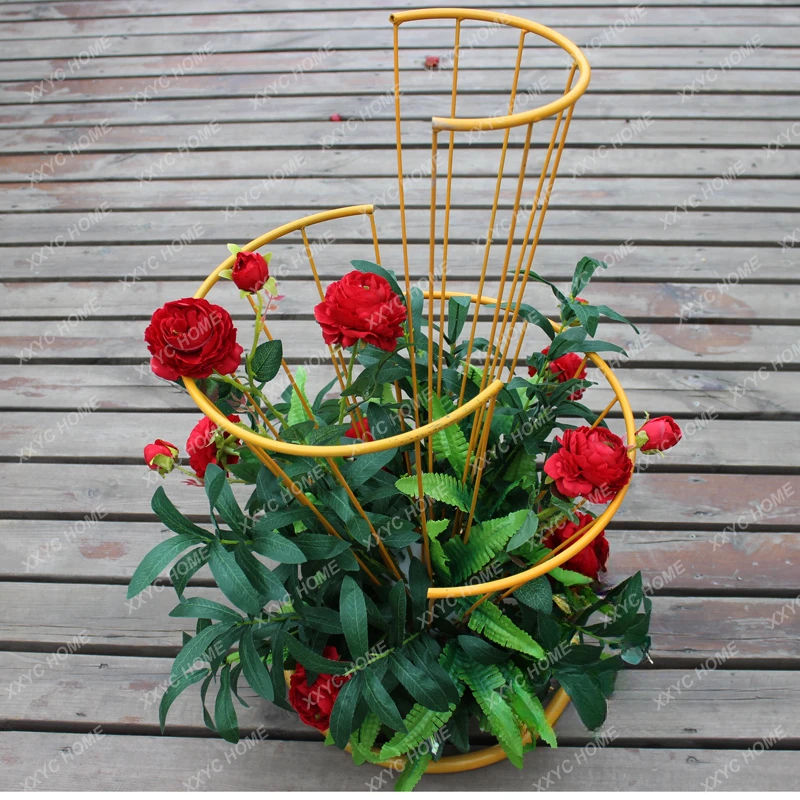 New Wedding Props Wrought Iron Flower Container Road Leading Fan-Shaped Wedding Table Flower Flower Creative Ornaments