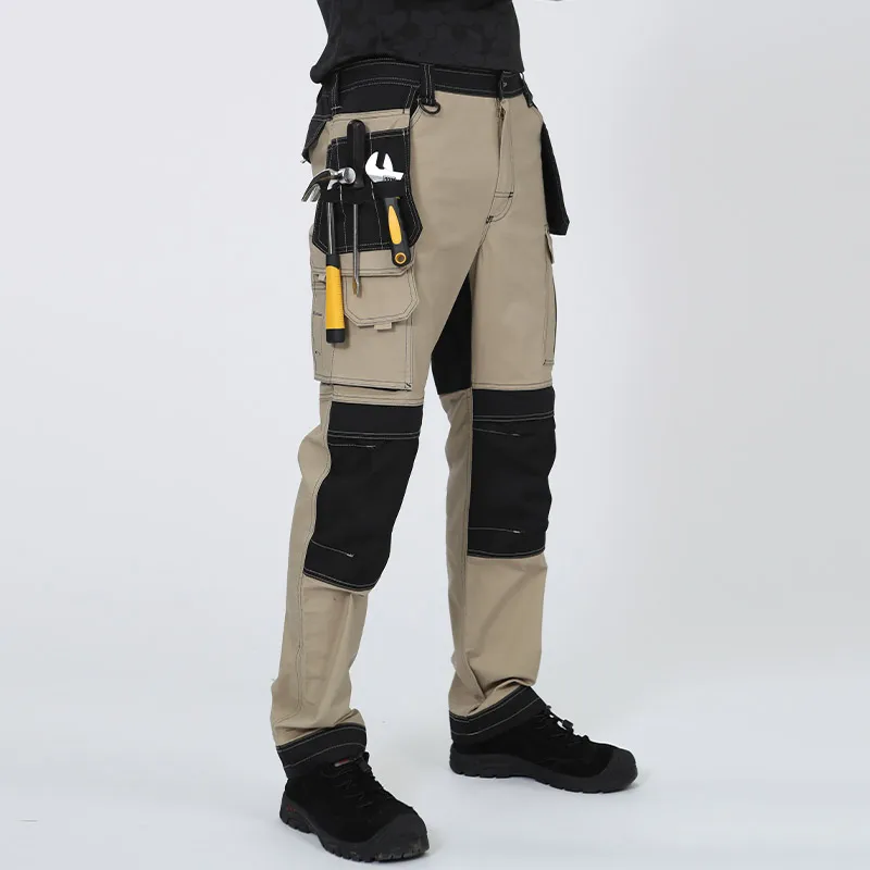 Men's Multi-Pockets Cargo Pants Outdoor Work Pants Wear-Resistant Pants Worker's Trousers With Leg Bag Wear-Resistant Pants