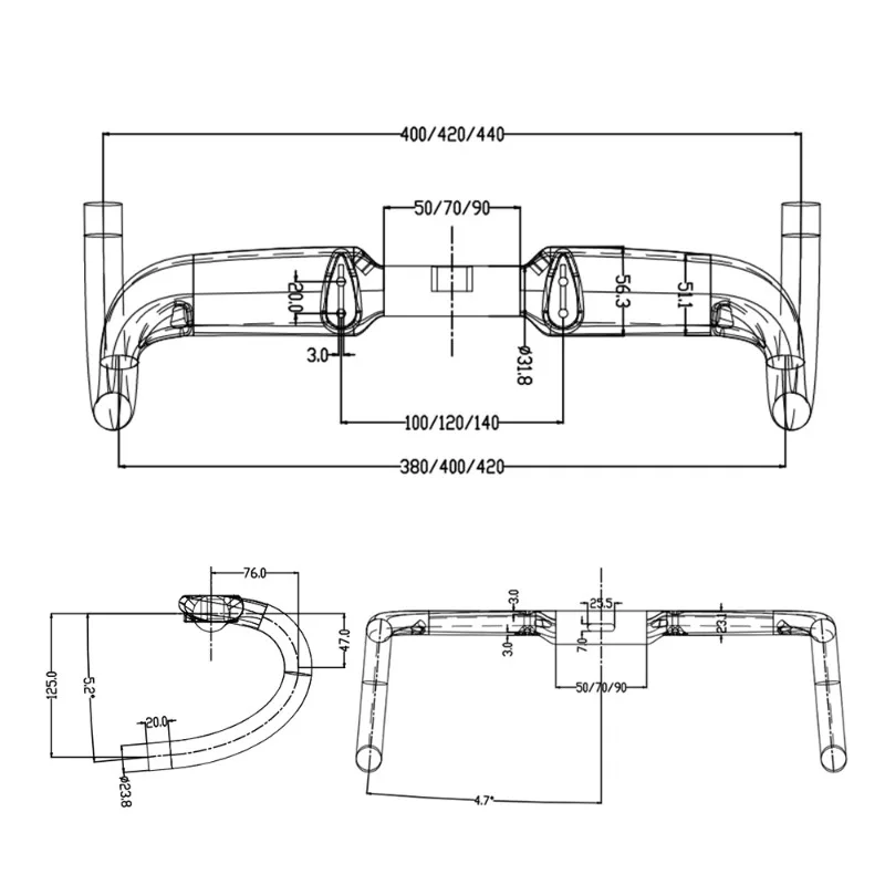 BUCKLOS Ultraleichter Carbon TT Rest Lenker mit vollständiger interner Kabelführung Aero Rennrad Triathlon Dropbar Fahrradteile – Detail 1