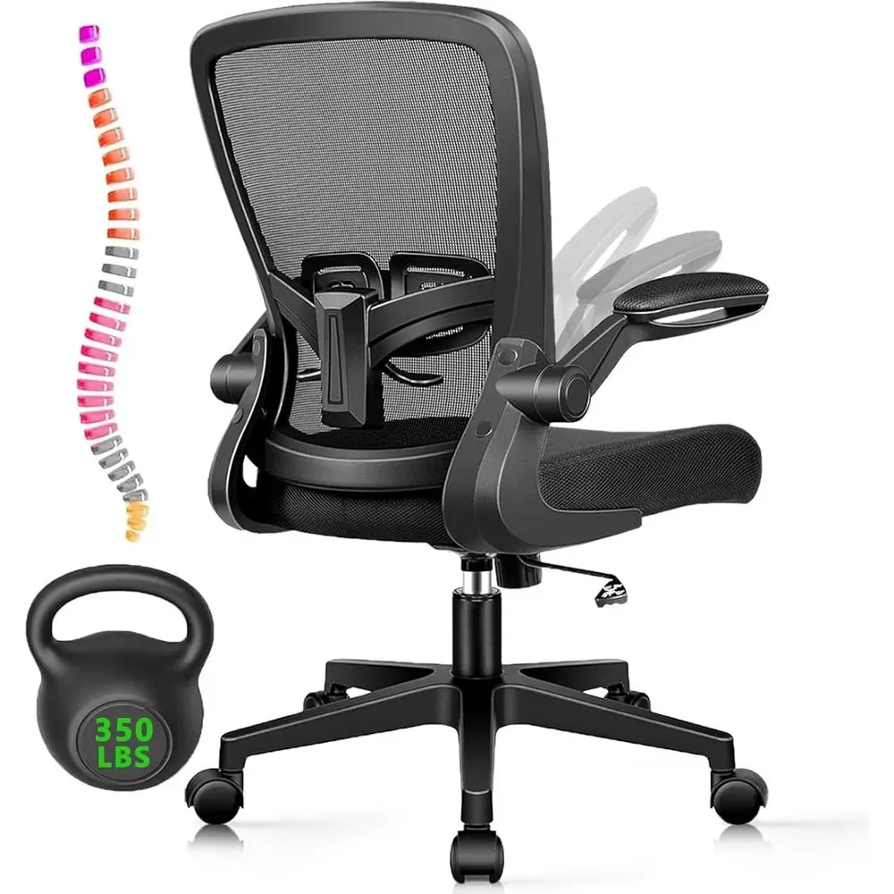 

Desk Chairs with Wheels, Ergonomic Mesh Oice Chair Adjustable Height and Swivel Lumbar Support Home Oice Chair with lip Up Armre