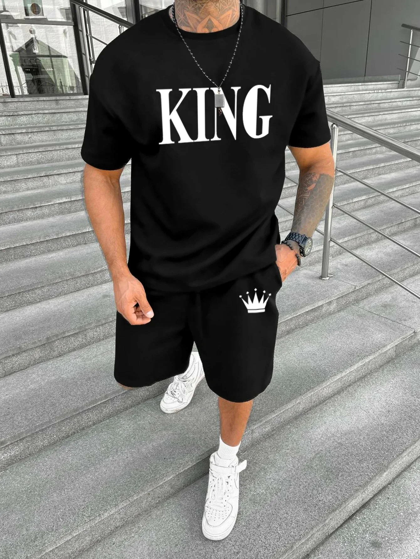 Y2K Street Men\'s Two Piece Casual Fashion T Shirt Sets Sports Sportswear Shirts And Shorts Sets Sports Summer Sets