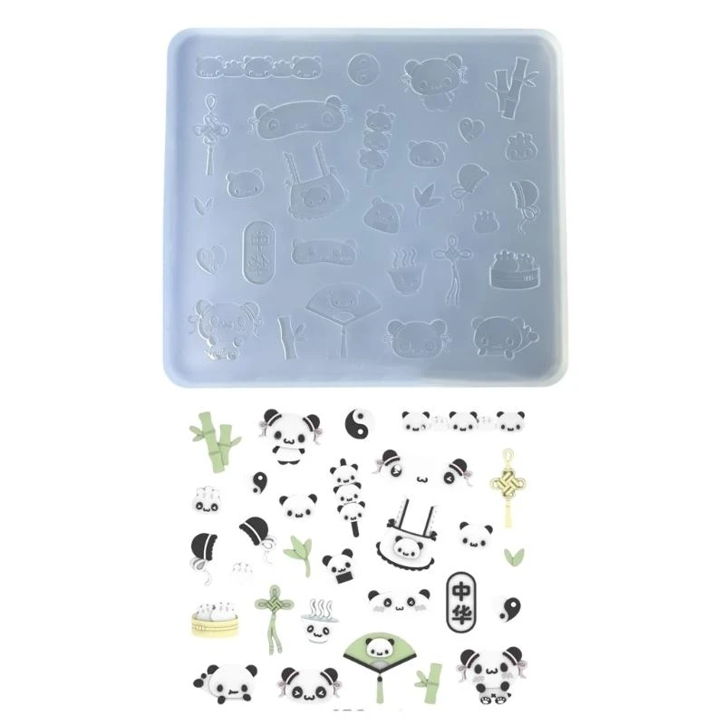 N7YF Silicone Mold for Panda Shaped Accessories Epoxy Accessory Jewelry Making Tool