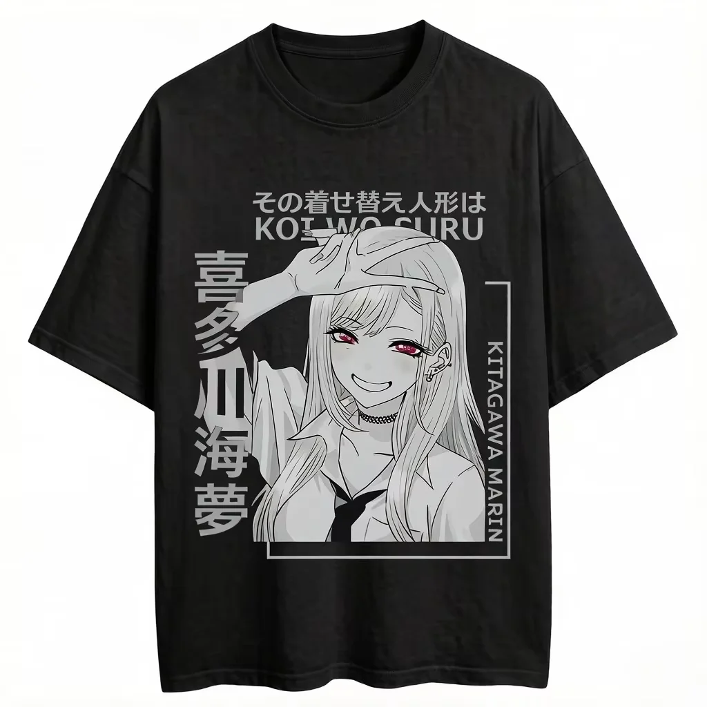 2026 New Parent-Child Oversized Cotton T-shirt, My Dress-Up Darling Kitagawa Marin Anime Dual-Print Family Matching Casual Tops