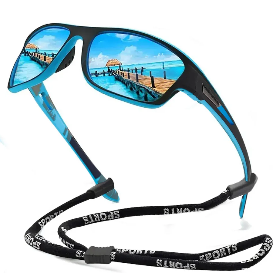 Outdoor-Angelköder-Sonnenbrille mit Seil, neues Modell, winddichte Lauf- und Radsport-Sonnenbrille für Sport und Fitness