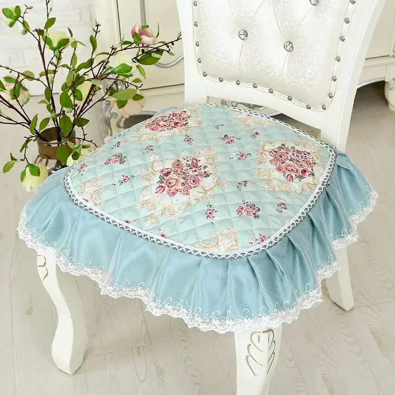 Fresh Floral Pattern Household Seat Cushion Four Season Universal Dining Chair Anti-slip Mat High Quality Lace Soft Stool Pad